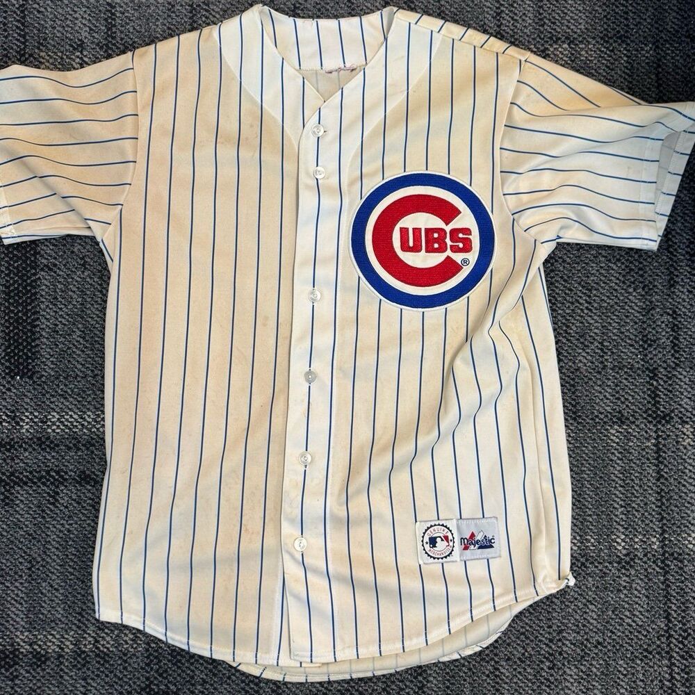 Vintage 1990’s Chicago Cubs Pinstripe Majestic Blank Jersey USA Mens Large